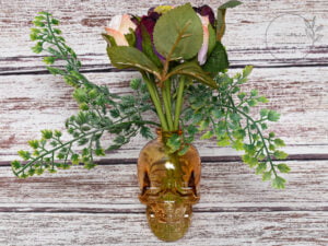 Skull Vase Silk Rose